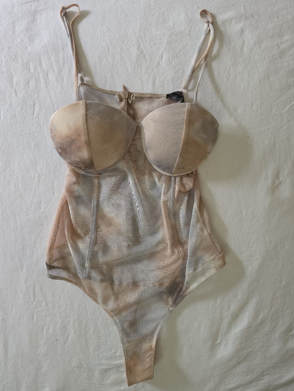 Willow Young Contemporary Mesh Bodysuit Tie Dye Corset Style Size L Y2K 90s